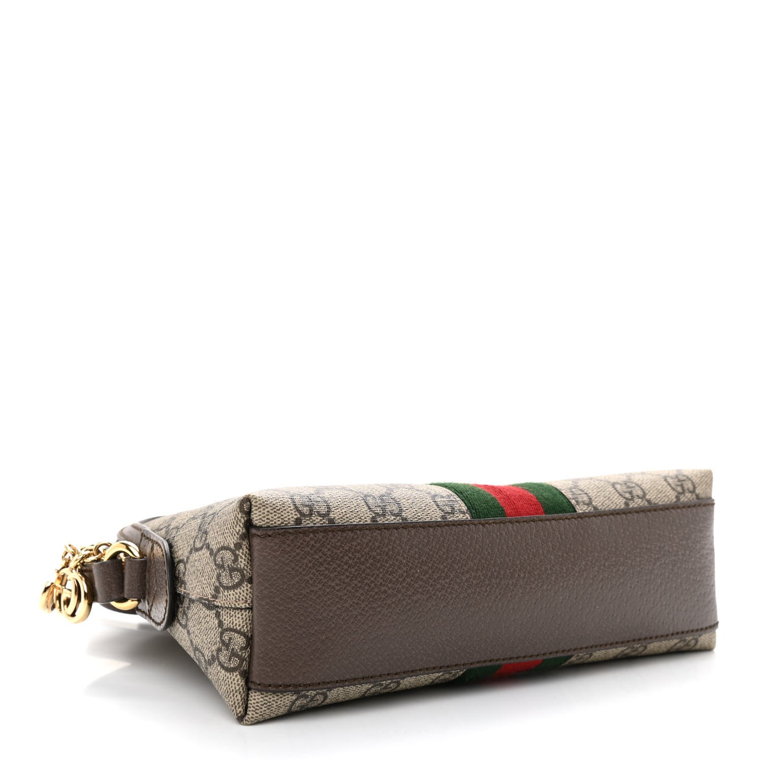 Gucci GG Supreme Monogram Textured Dollar Calfskin Web Small Ophidia Dome Shoulder Bag Beige Ebony New Acero 4 of 8
