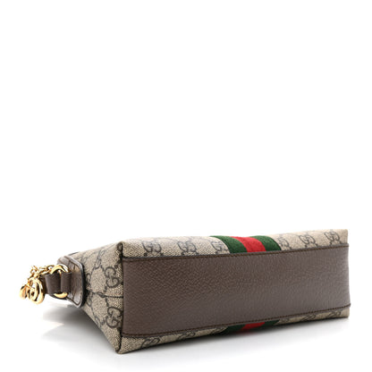 Gucci GG Supreme Monogram Textured Dollar Calfskin Web Small Ophidia Dome Shoulder Bag Beige Ebony New Acero 4 of 8