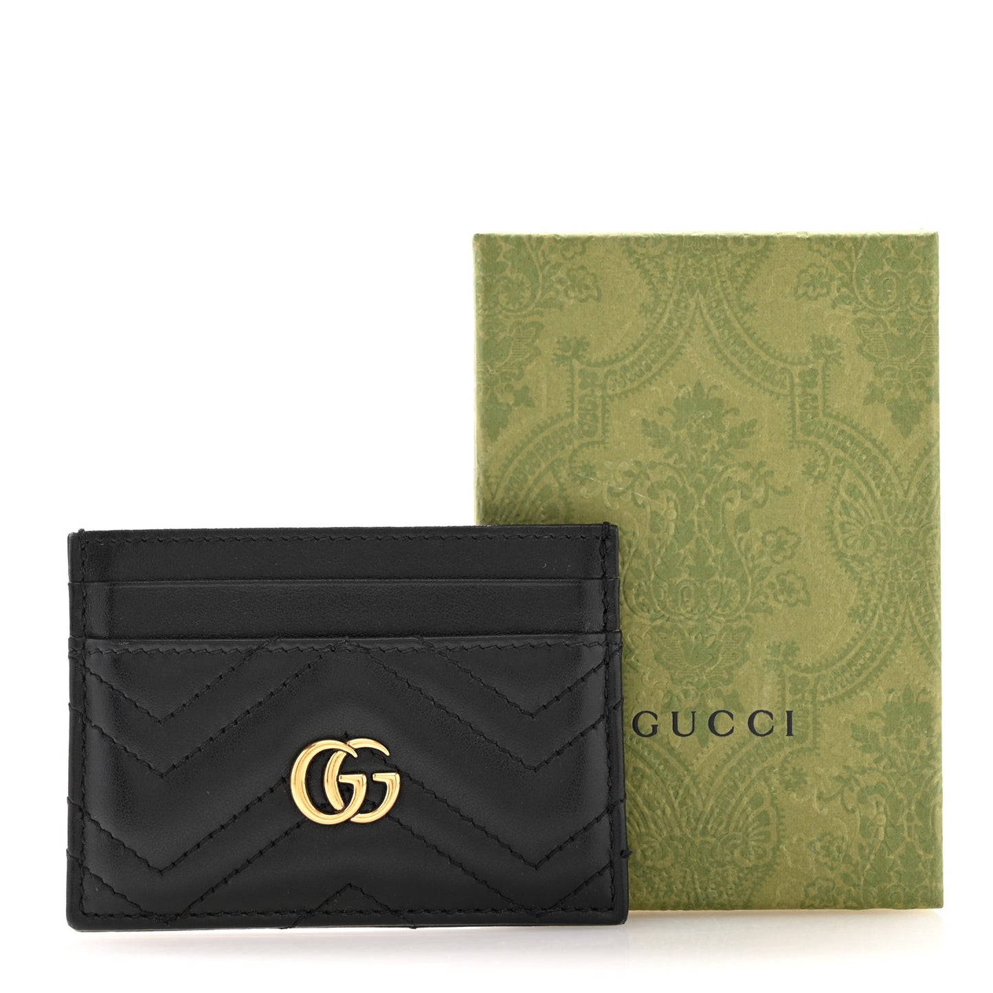 Calfskin Matelasse GG Marmont Card Holder Black
