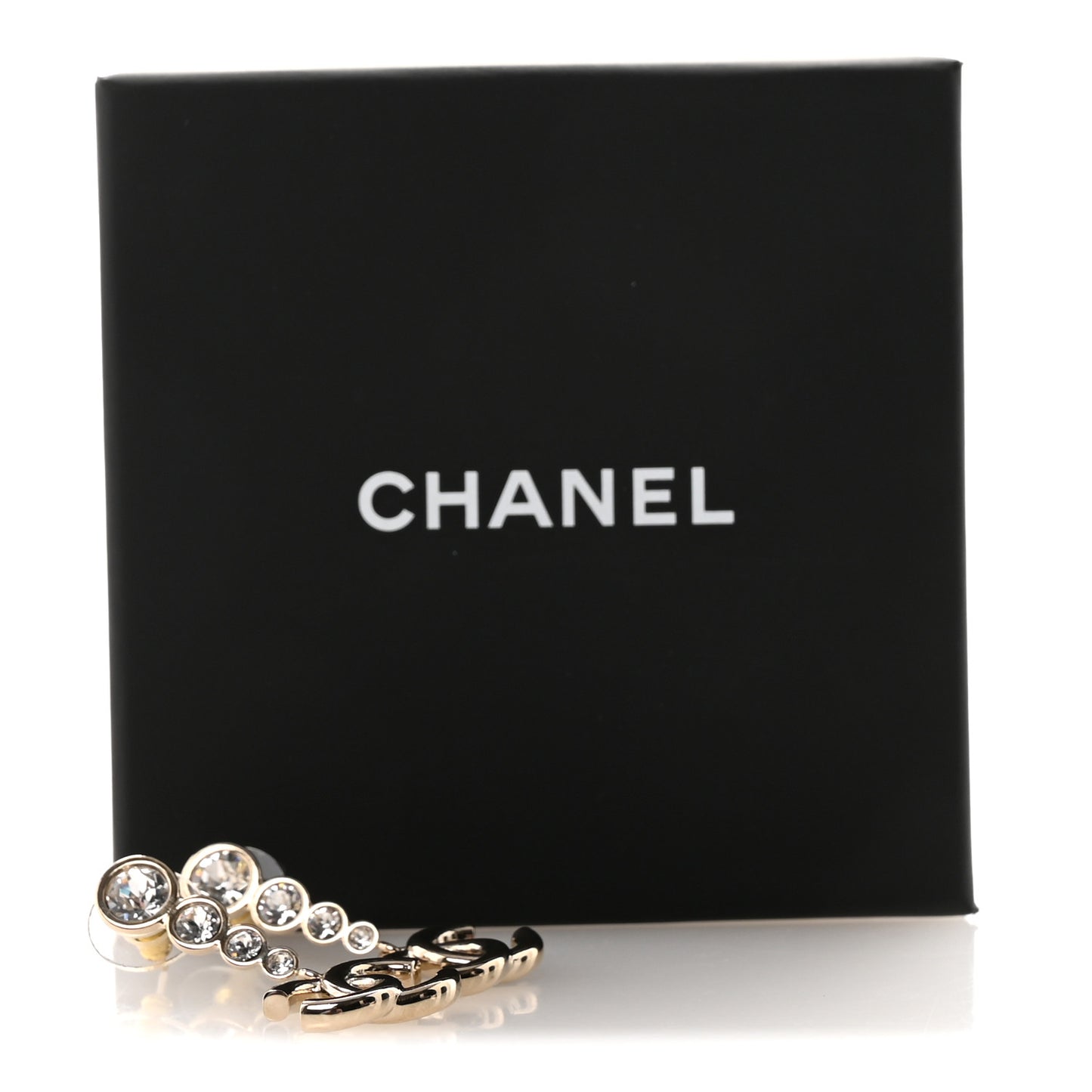 Crystal CC Drop Earrings Gold
