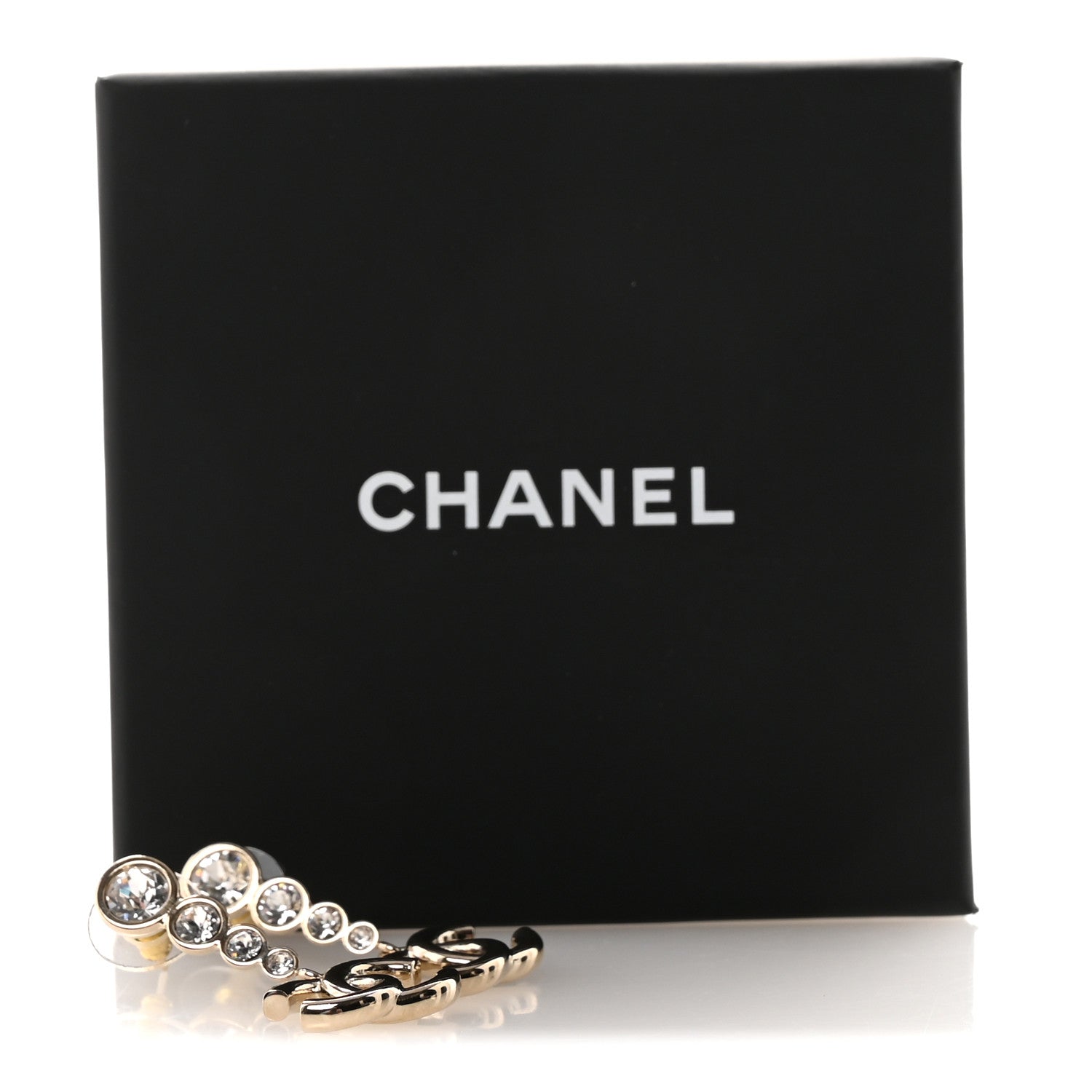 Chanel Crystal CC Drop Earrings Gold 5 of 5