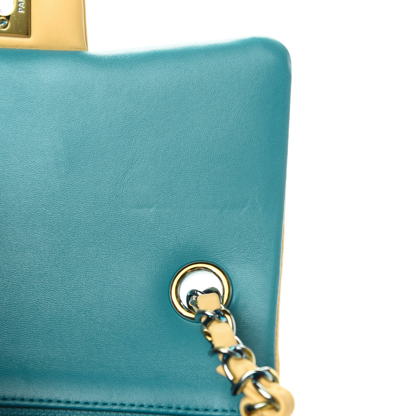 Lambskin Quilted Mini Rectangular Flap Yellow Blue
