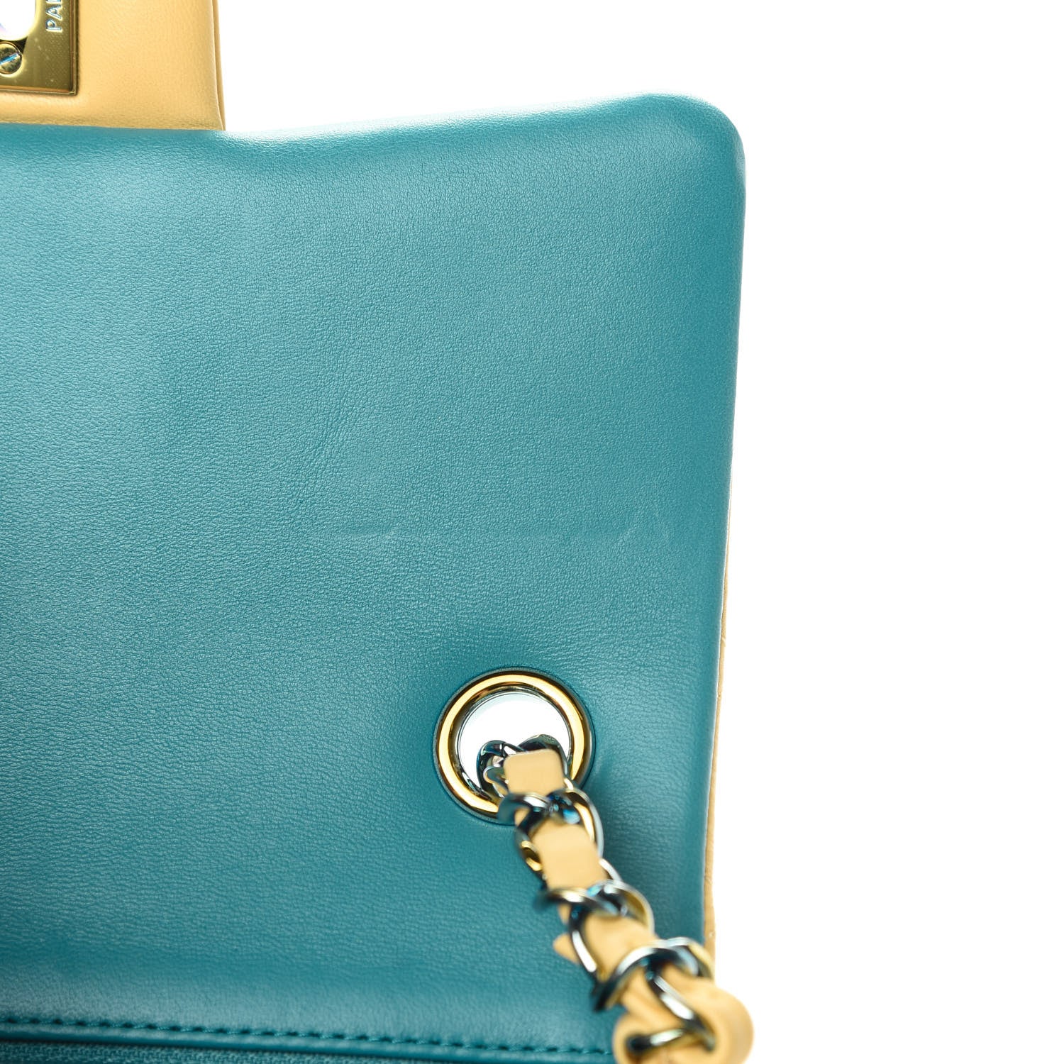 Chanel Lambskin Quilted Mini Rectangular Flap Yellow Blue 11 of 12
