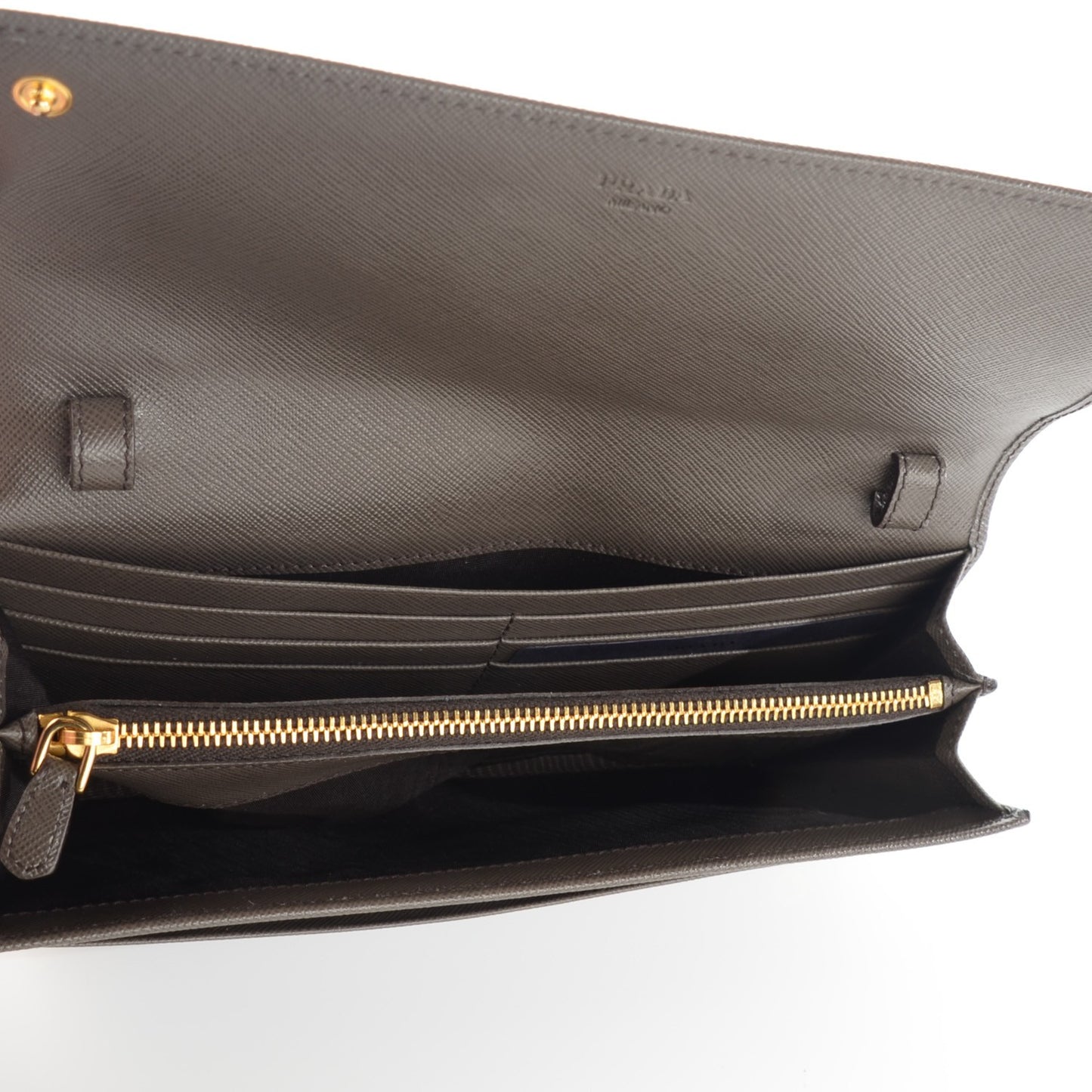 Saffiano Metal Oro Chain Wallet Grafite