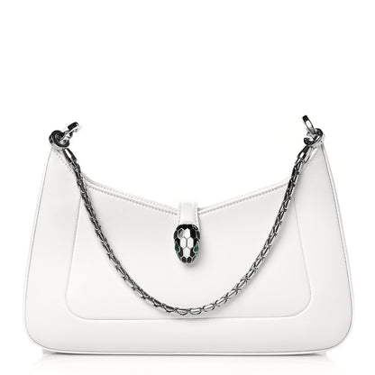 Bulgari Calfskin Serpenti Baia Shoulder Bag White 1 of 8