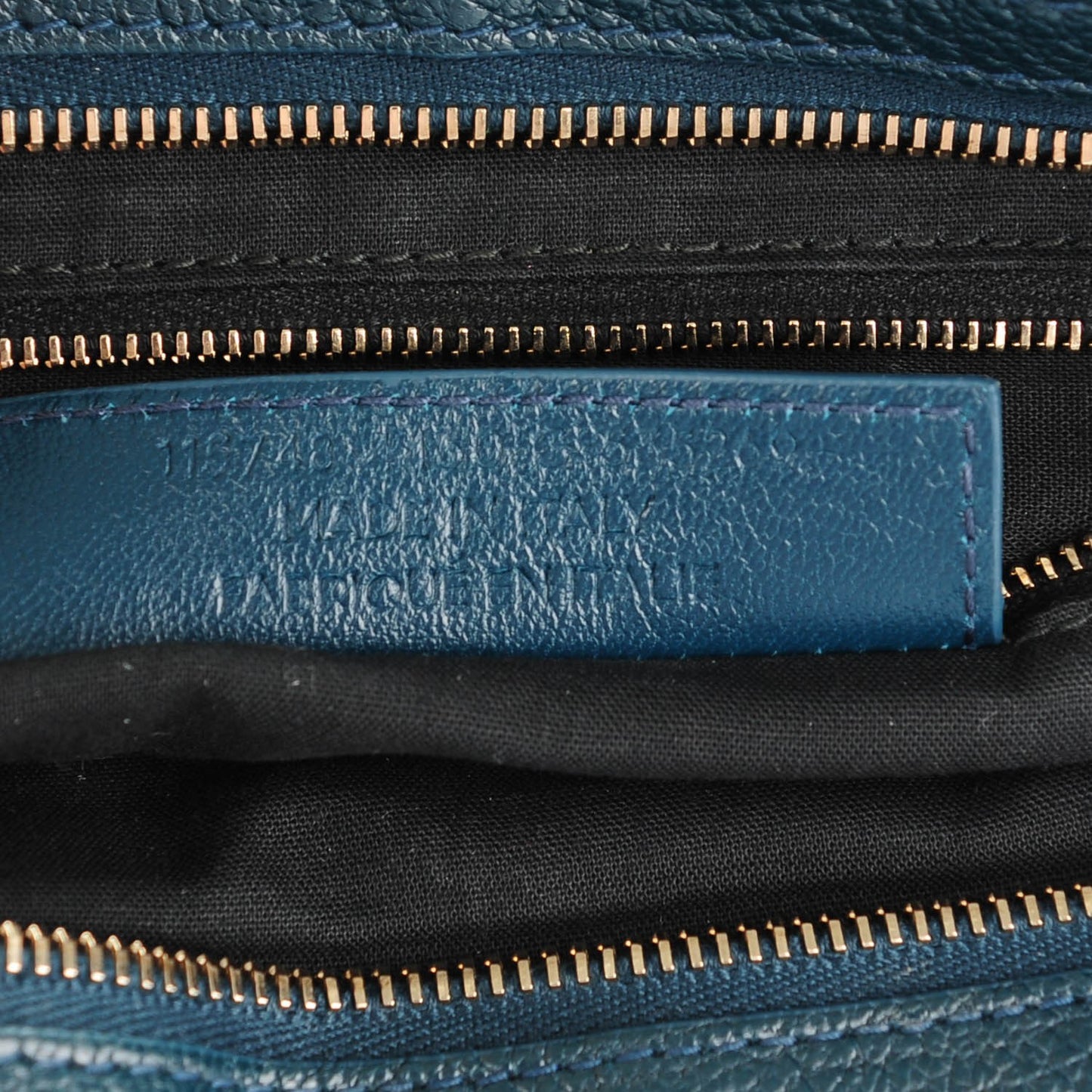 Chevre Gold Metallic Edge Hardware City Bleu Paon