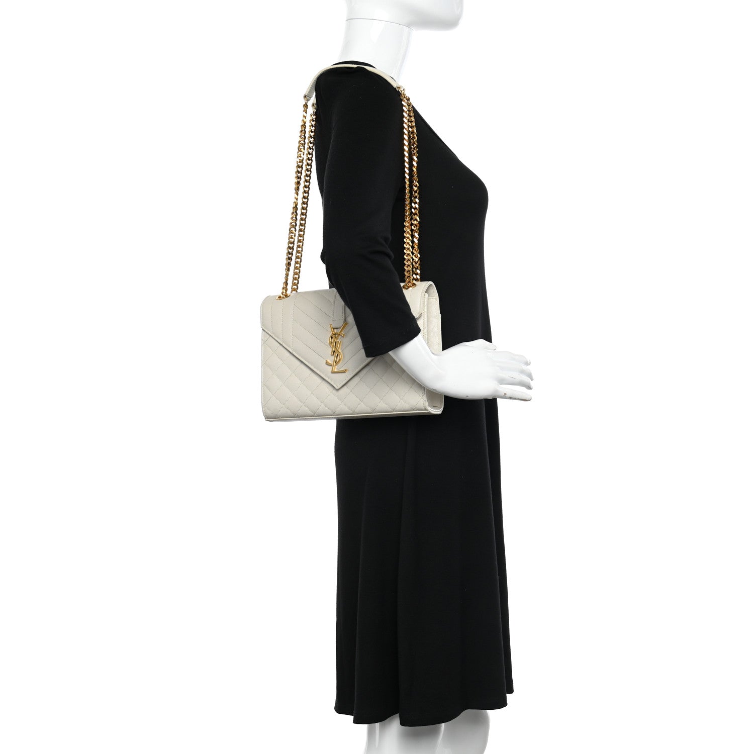 Saint Laurent Grain De Poudre Textured Mixed Matelasse Medium Triquilt Monogram Satchel Porcellana 2 of 18
