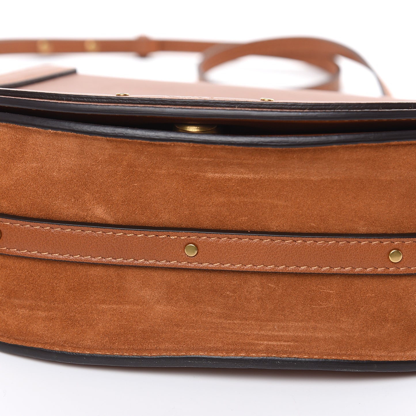 Calfskin Suede Medium Nile Bracelet Bag Caramel