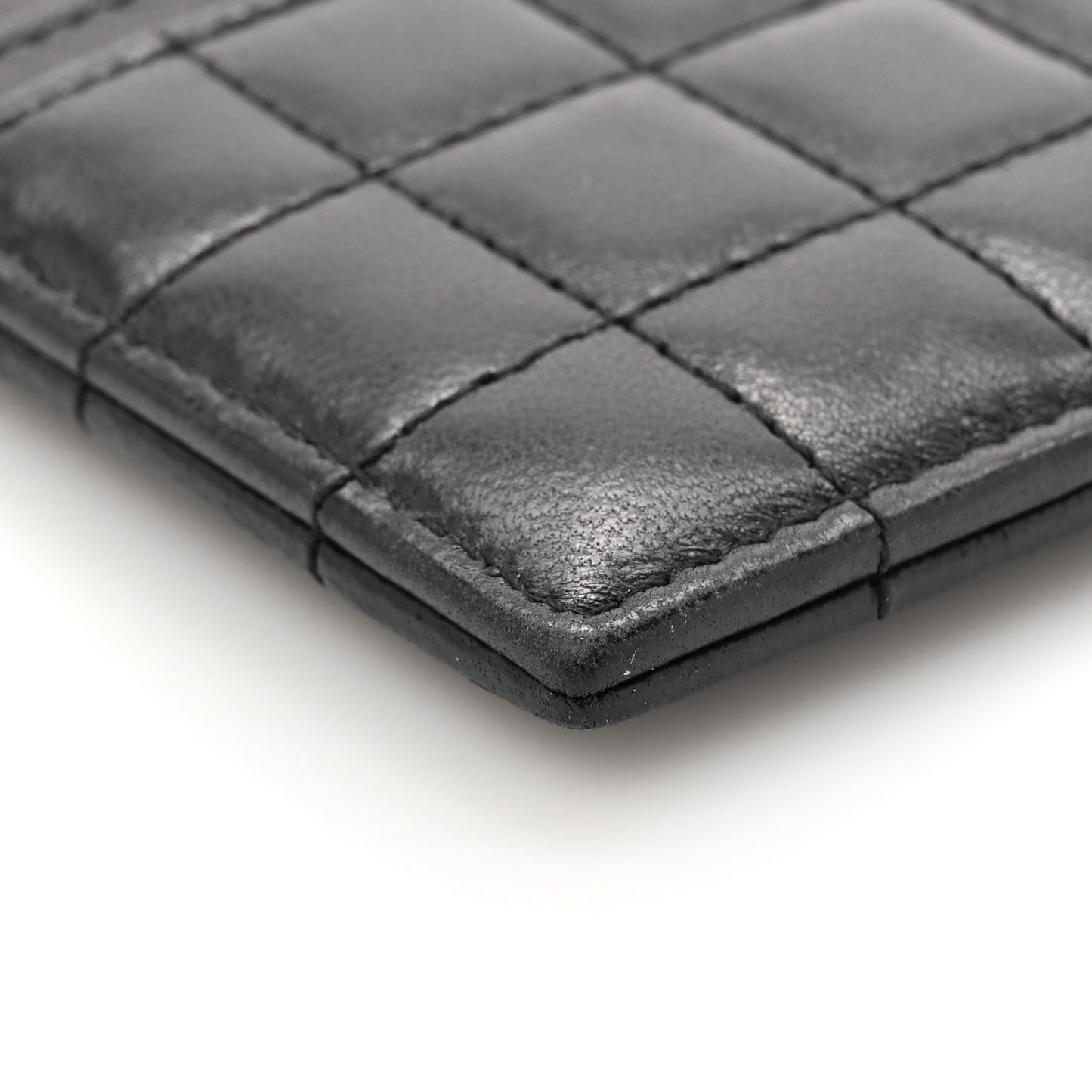 Lambskin Carre Quilted Cassandre Credit Card Case Black