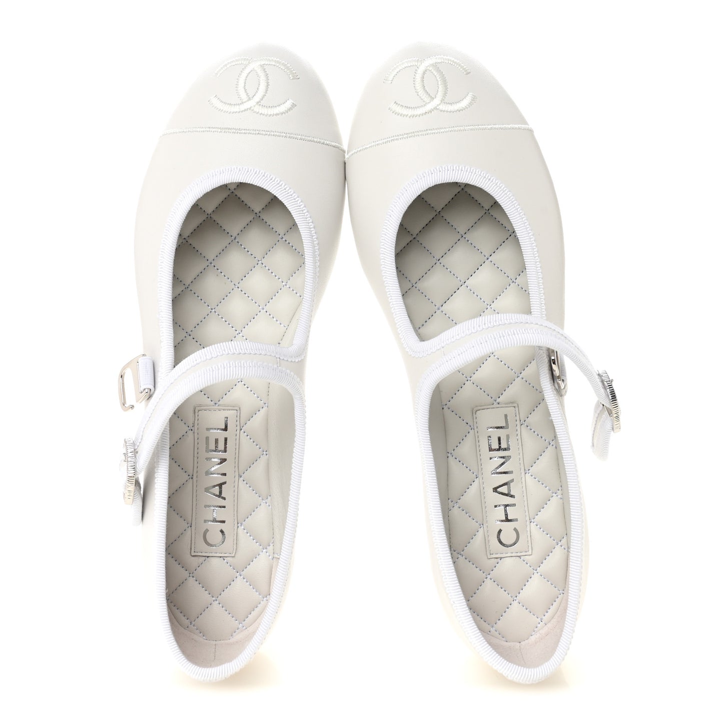 Lambskin Mary Jane Flats 39.5 White