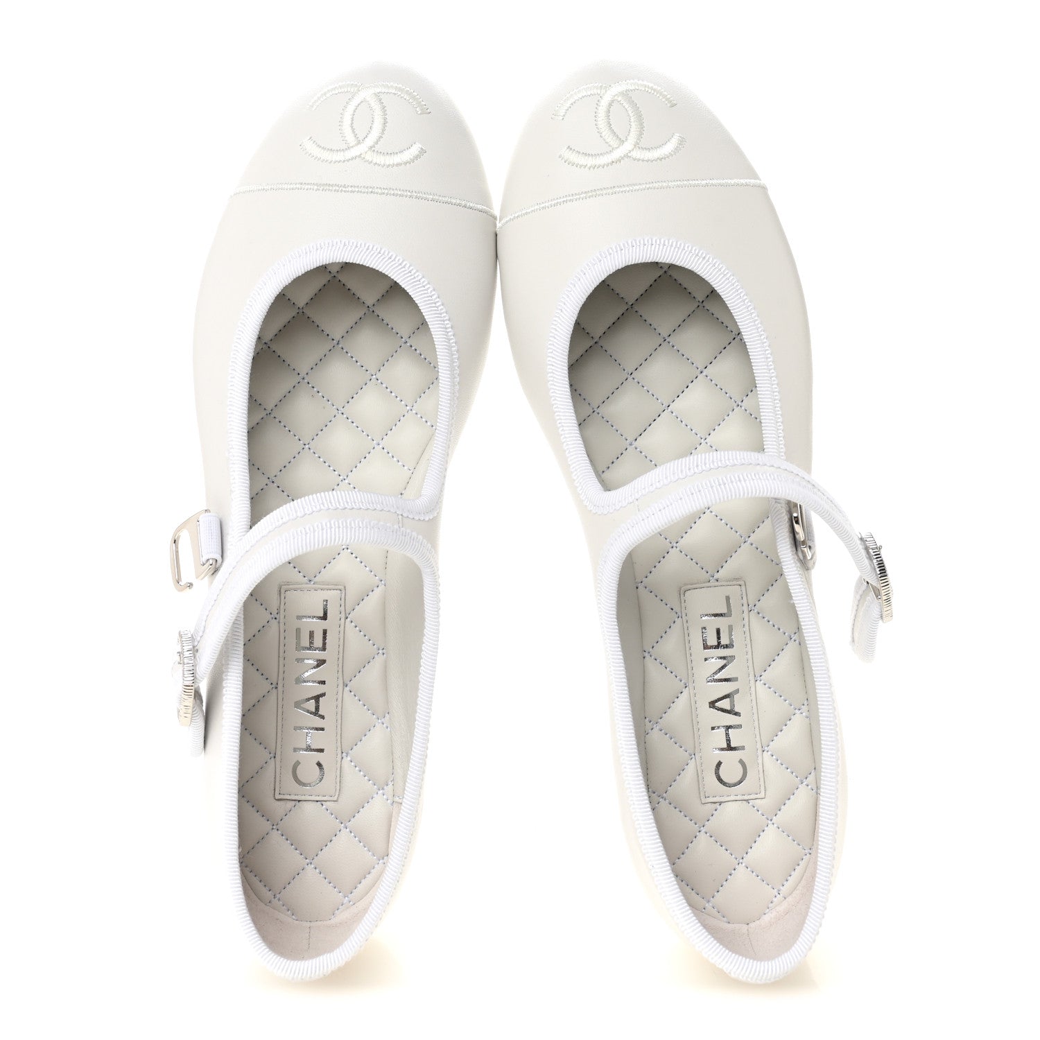Chanel Lambskin Mary Jane Flats 39.5 White 2 of 9