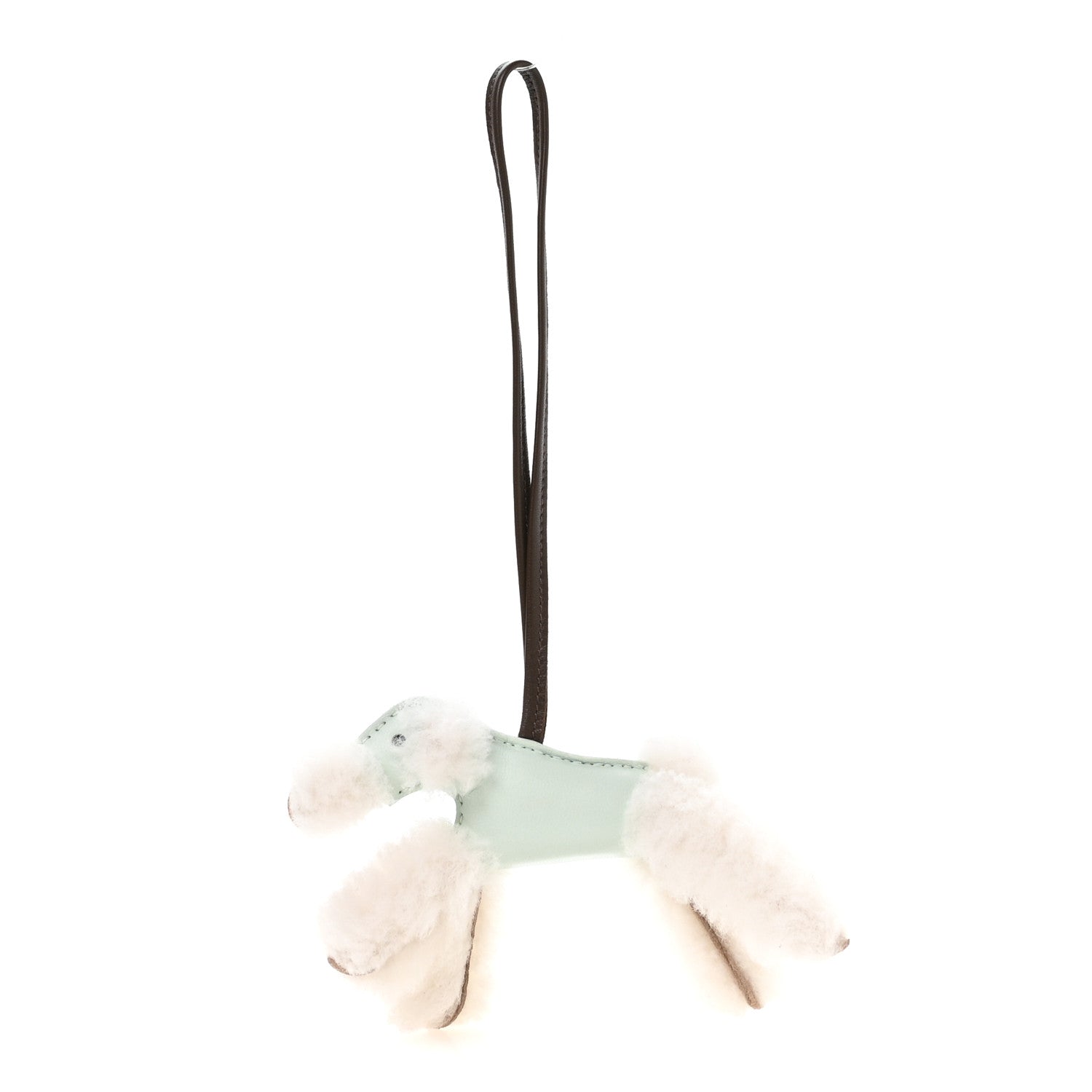 Hermes Milo Lambskin Shearling Budy Charm Vert Peppermint Chocolate 1 of 4
