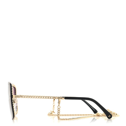 Chanel Square Removable Chain Sunglasses 4244 Black 3 of 9