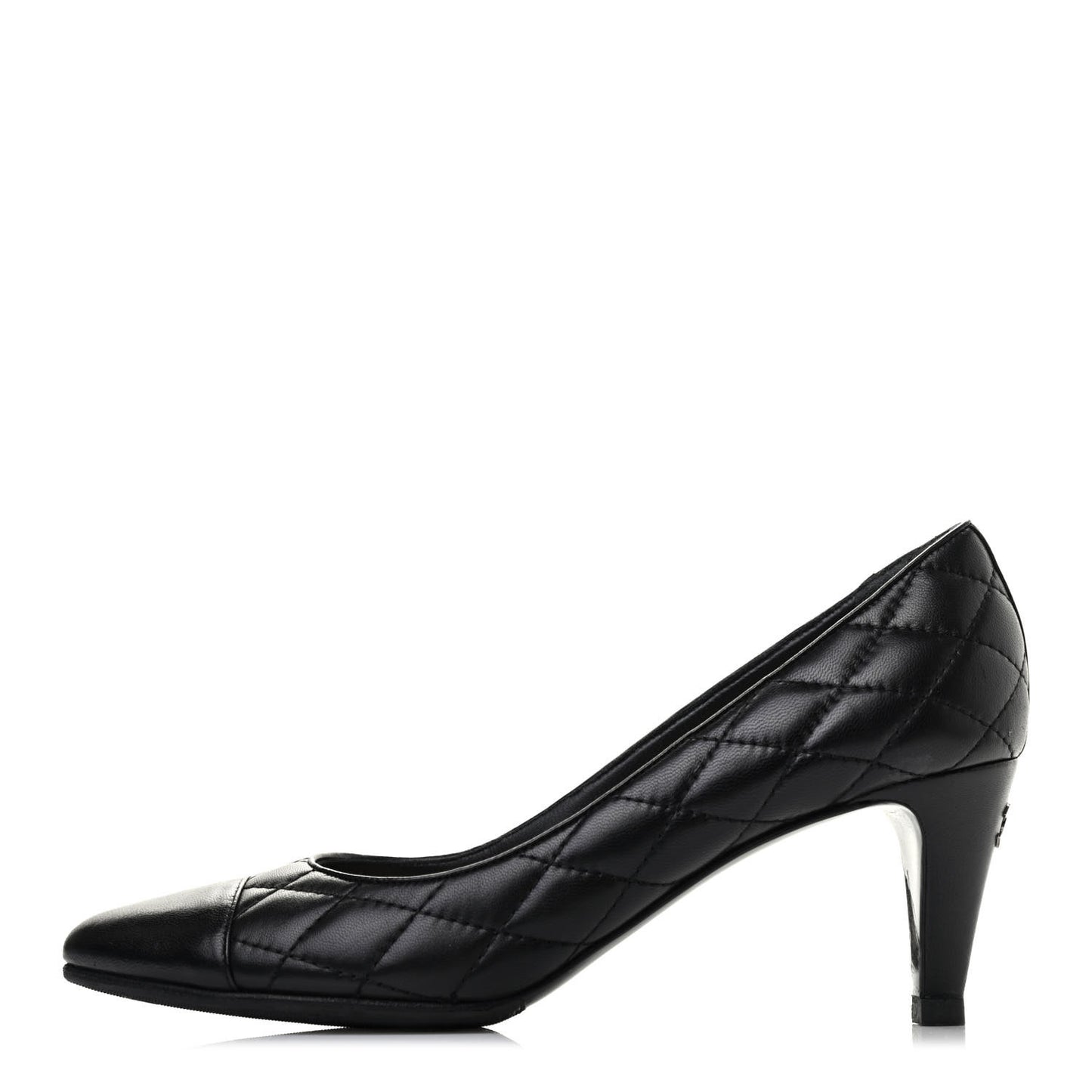 Lambskin Quilted Cap Toe Pumps 38 Black