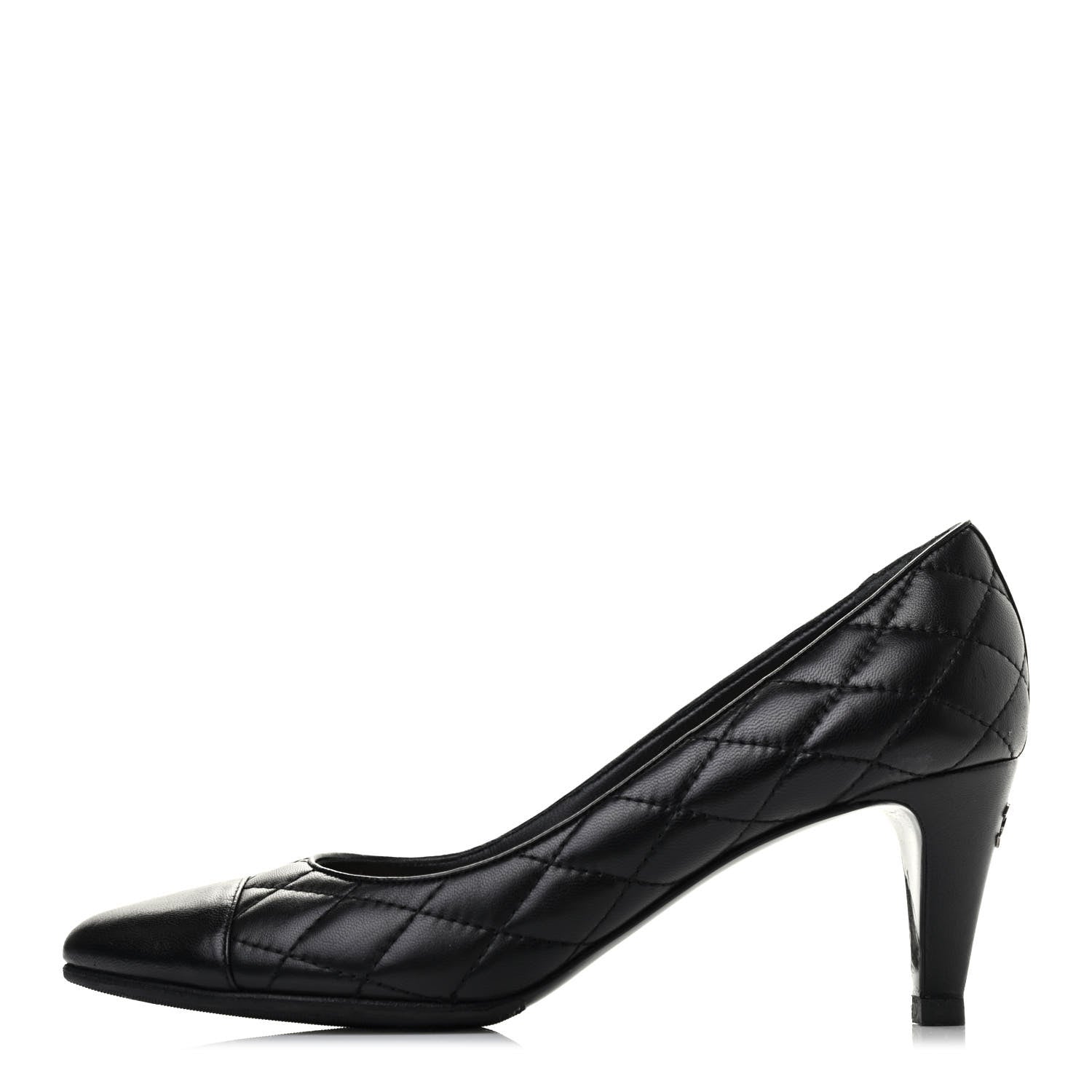Chanel Lambskin Quilted Cap Toe Pumps 38 Black 1 of 6
