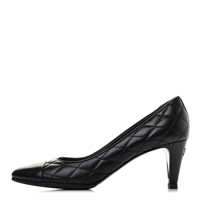 Chanel Lambskin Quilted Cap Toe Pumps 38 Black 1 of 6