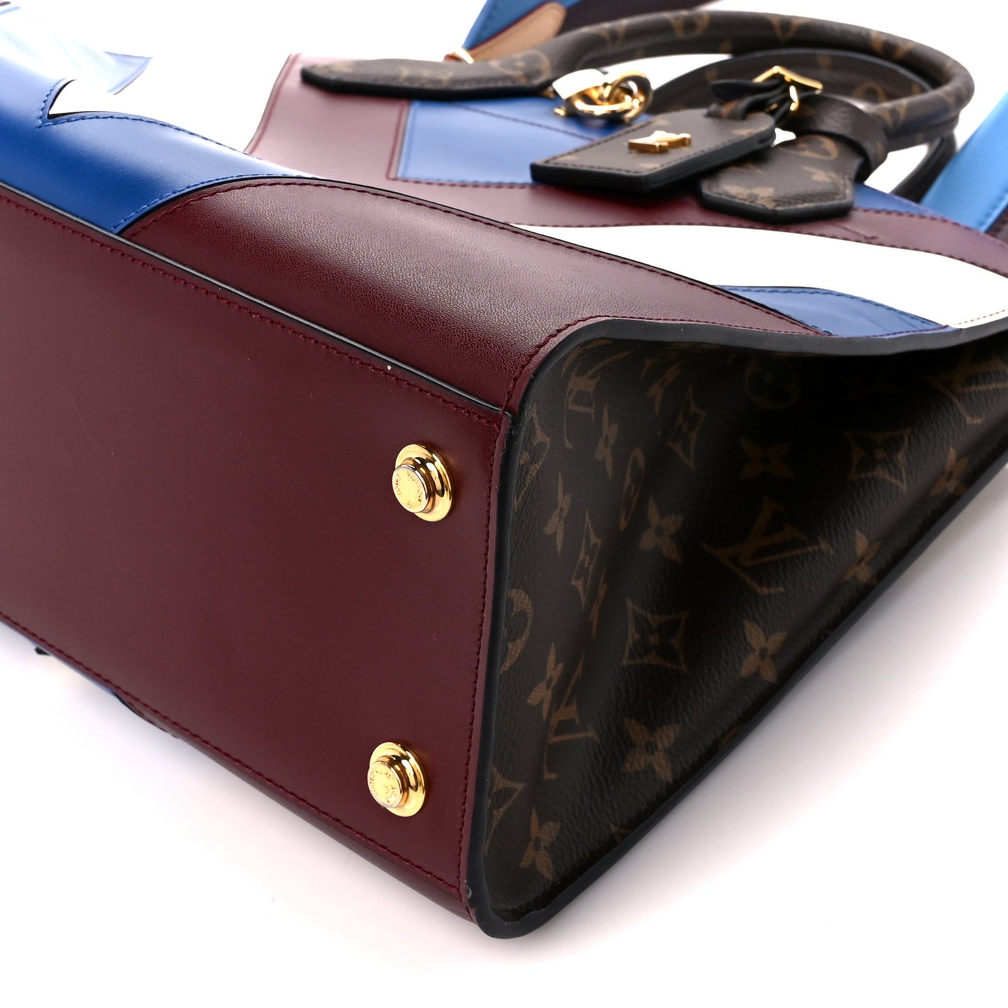 Calfskin Monogram City Steamer MM Blue Burgundy White