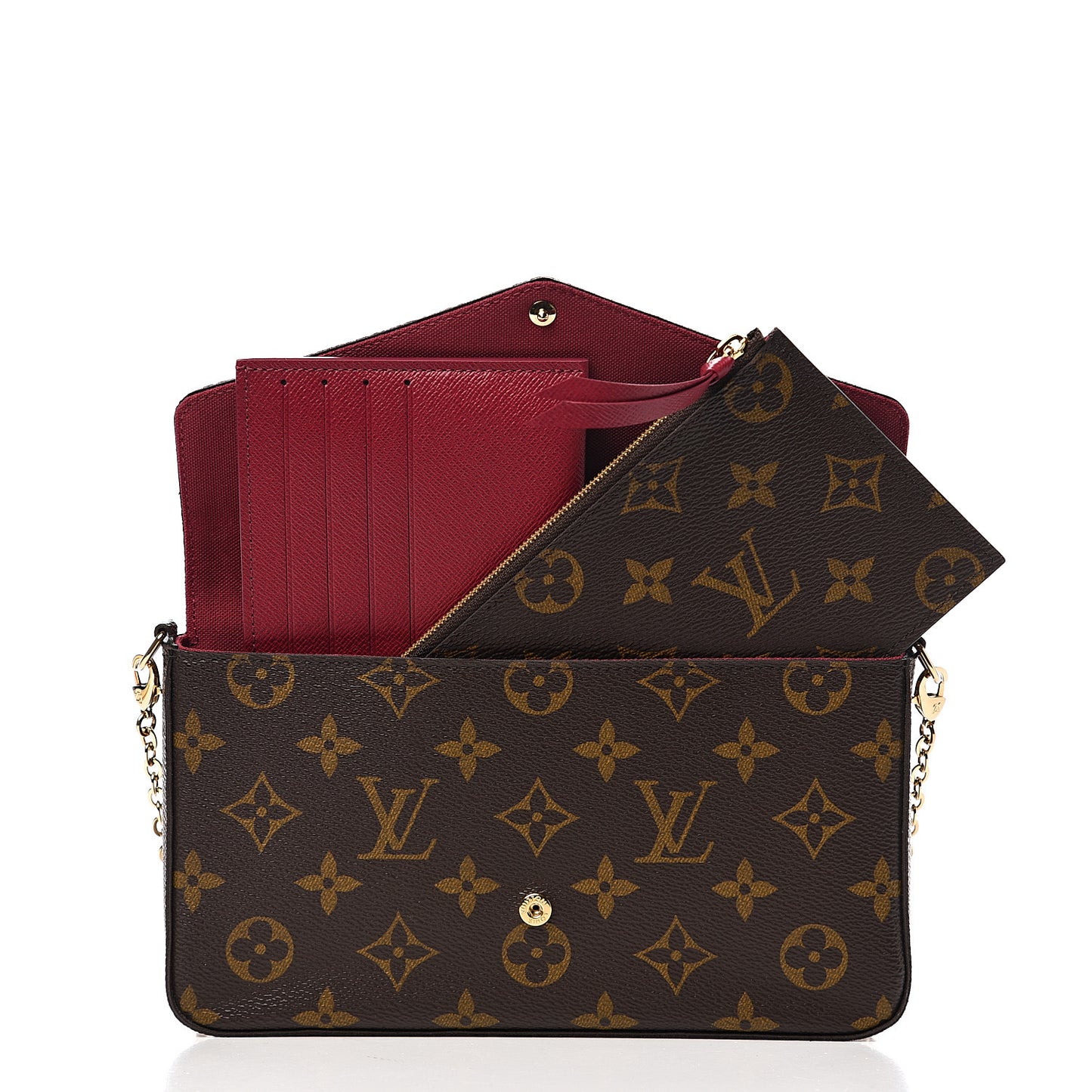 Monogram Pochette Felicie Chain Wallet Fuchsia