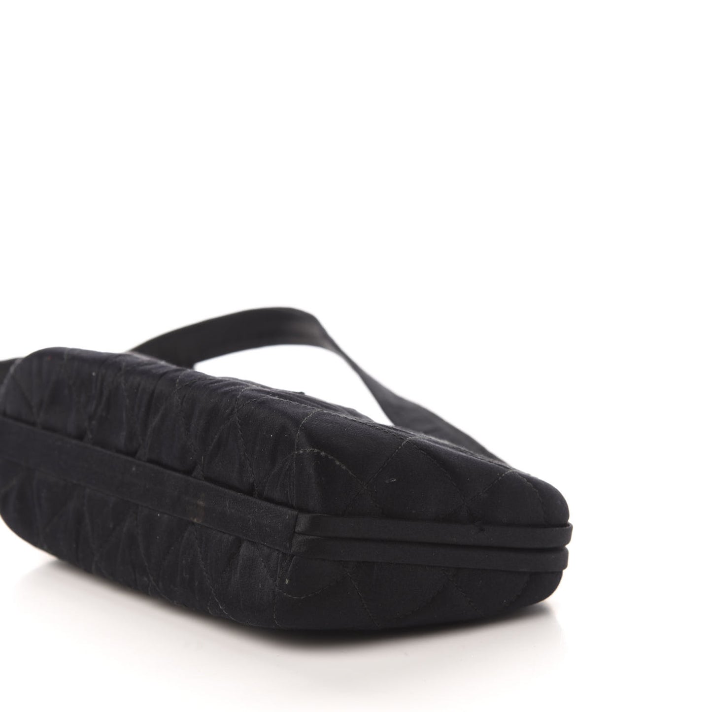Satin Quilted Shoulder Bag Black