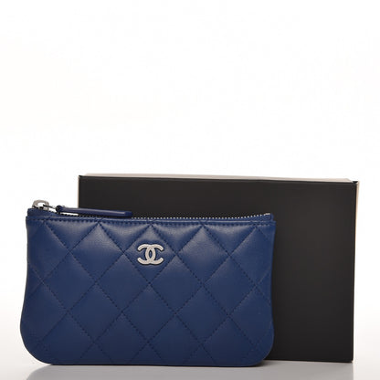 Chanel Lambskin Quilted Coin Purse Case Navy 8 of 8