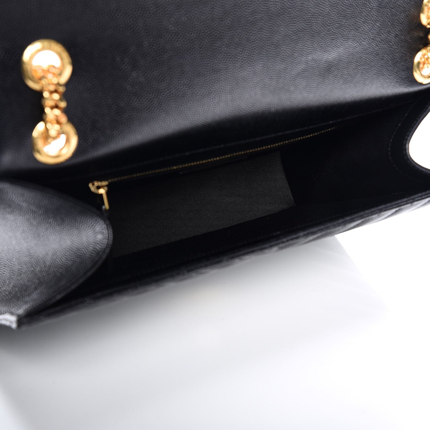 Grain De Poudre Matelasse Chevron Large Monogram Satchel Black