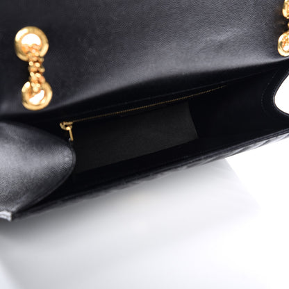 Saint Laurent Grain De Poudre Matelasse Chevron Large Monogram Satchel Black 5 of 8