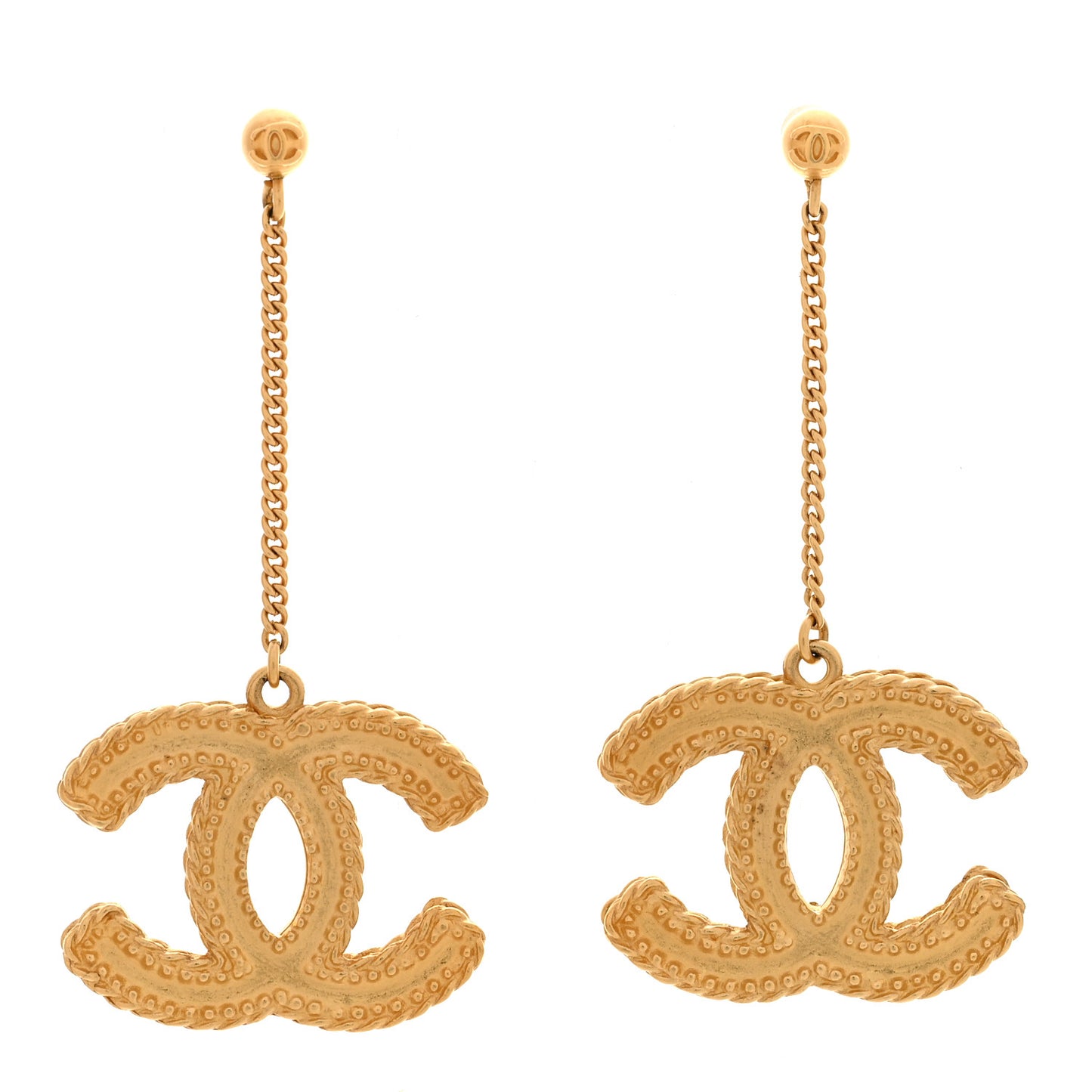 CC Drop Earrings Matte Gold