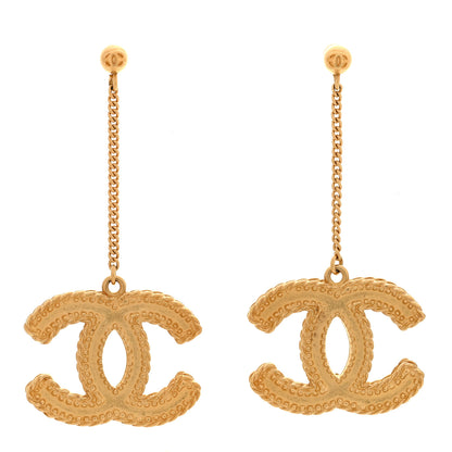 Chanel CC Drop Earrings Matte Gold 1 of 5