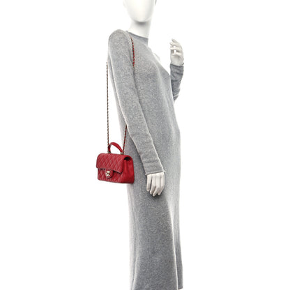 Chanel Lambskin Quilted Mini Top Handle Rectangular Flap Red 2 of 11