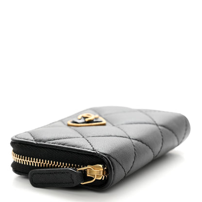 Chanel Lambskin Plexiglass Quilted Coco Love Zip Coin Purse Black 4 of 9