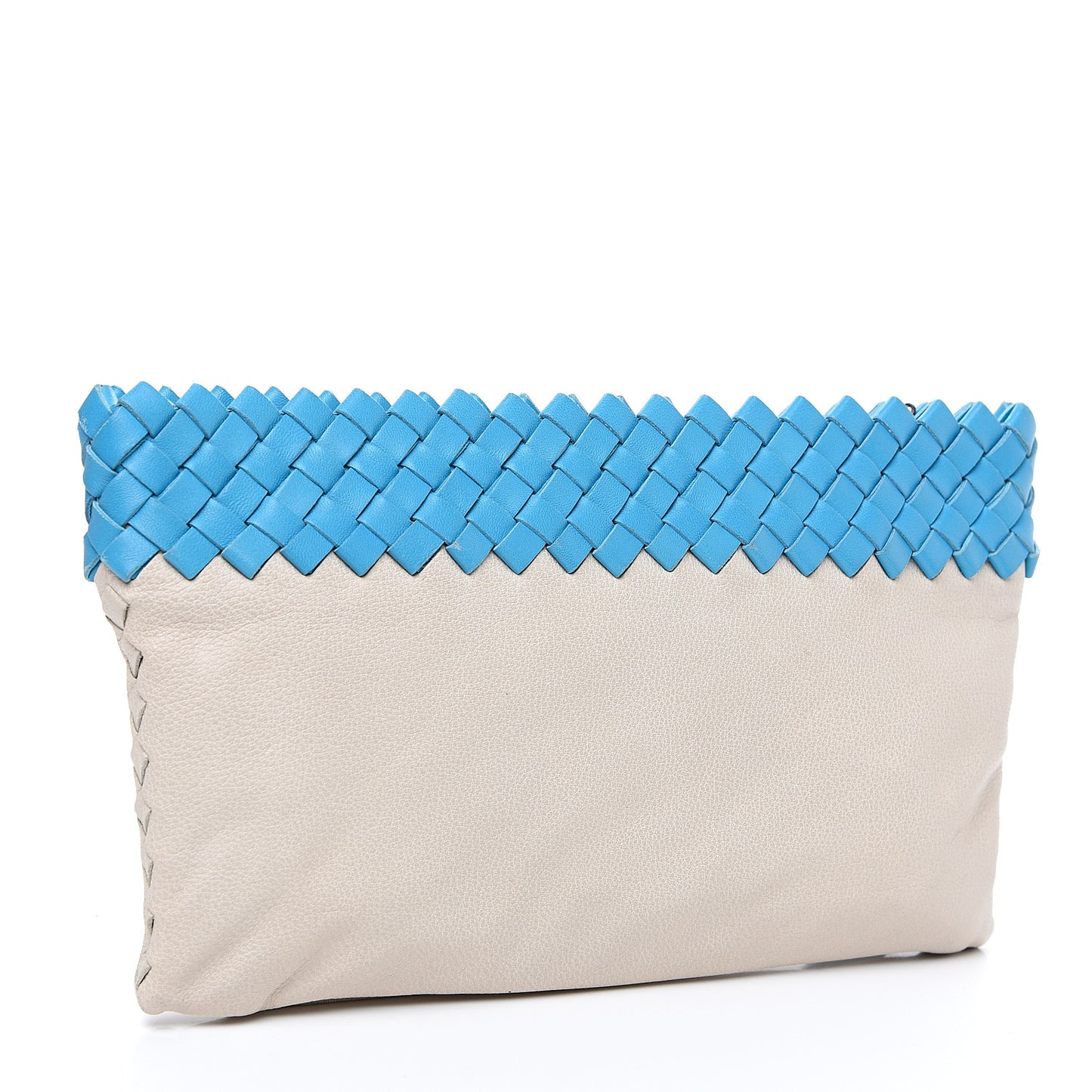 Nappa Calfskin Intrecciato Wristlet Pouch White Sand