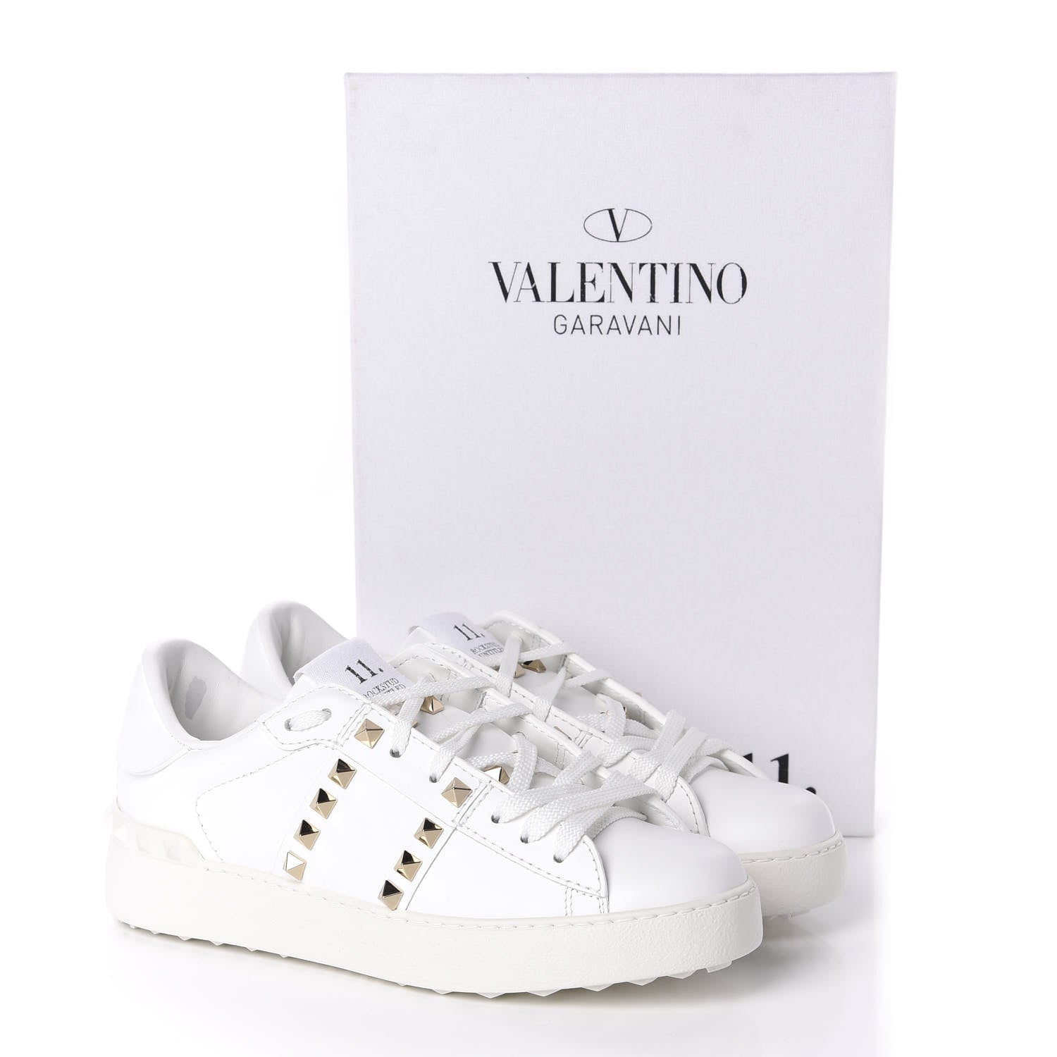 Valentino Garavani Calfskin Rockstud Untitled Open Sneakers 36 White 12 of 12