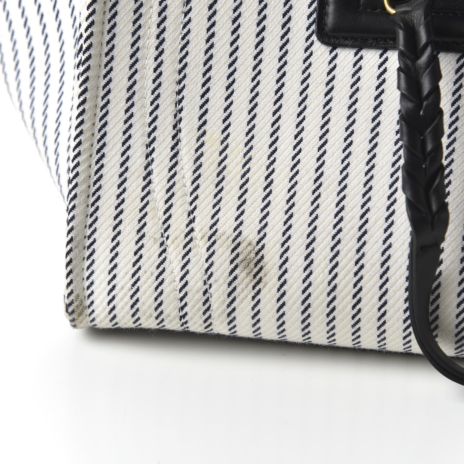 Celine Cotton Canvas Striped Medium Phantom Luggage White Navy 10 of 10