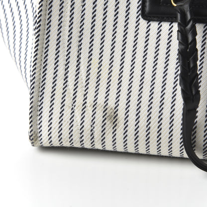 Celine Cotton Canvas Striped Medium Phantom Luggage White Navy 10 of 10