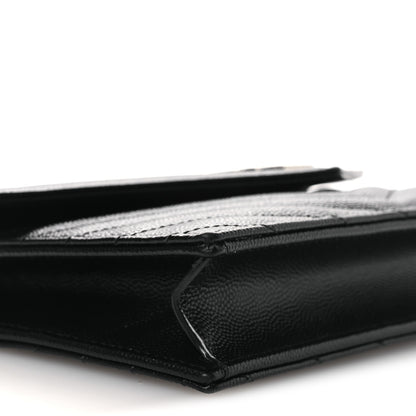 Saint Laurent Grain De Poudre Matelasse Chevron Monogram Chain Wallet Black 9 of 11