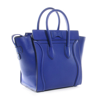 Celine Drummed Calfskin Mini Luggage Indigo 3 of 8