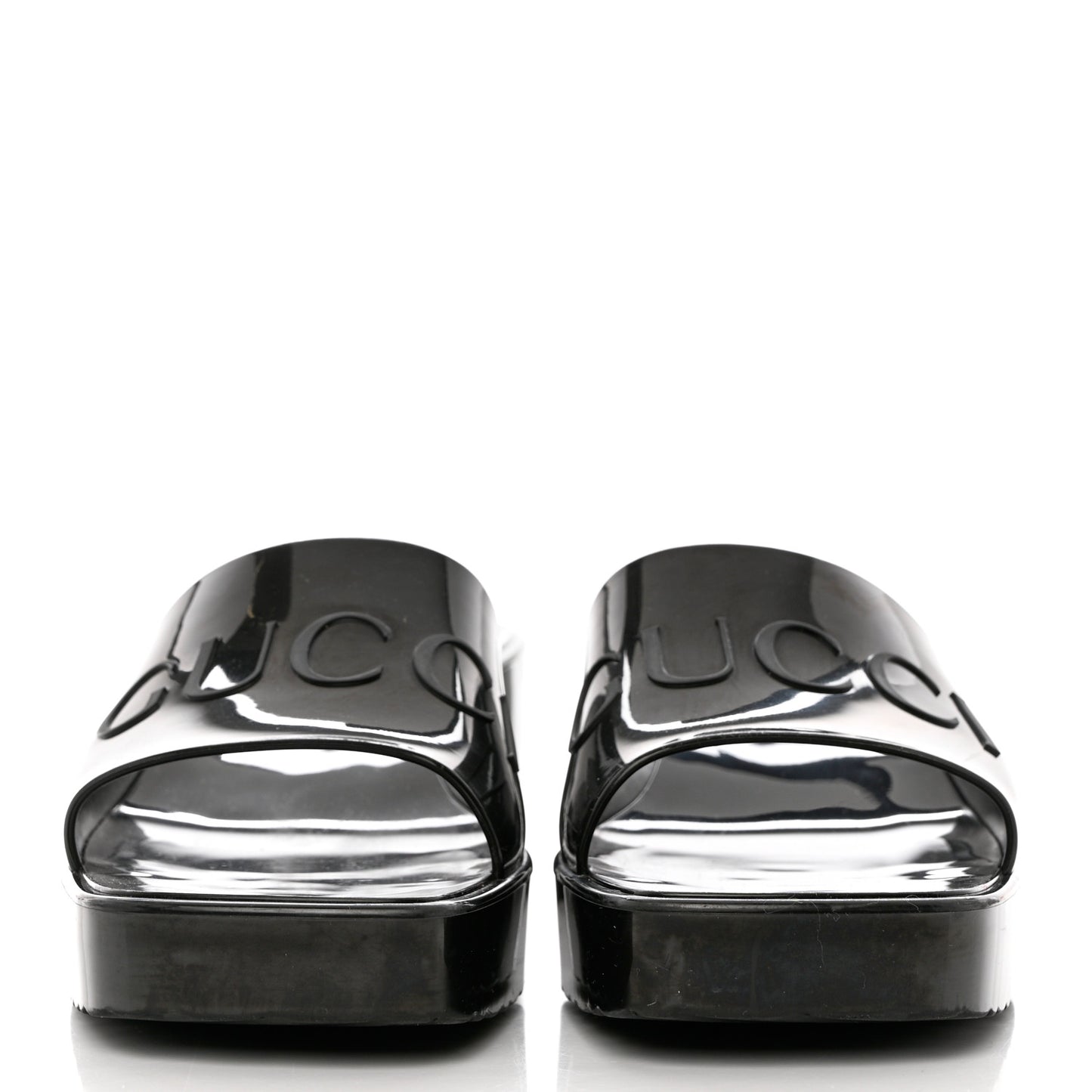 Rubber Gucci Logo Womens Platform 20/60mm Slide Sandals 39 Black