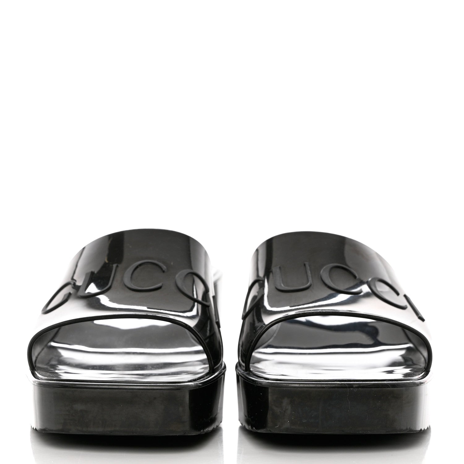 Gucci Rubber Gucci Logo Womens Platform 20/60mm Slide Sandals 39 Black 2 of 11