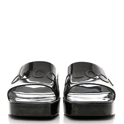 Gucci Rubber Gucci Logo Womens Platform 20/60mm Slide Sandals 39 Black 2 of 11