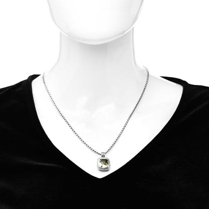 David Yurman Sterling Silver 14K Yellow Gold Diamond Lemon Citrine 11mm Albion Enhancer Pendant Necklace 2 of 4