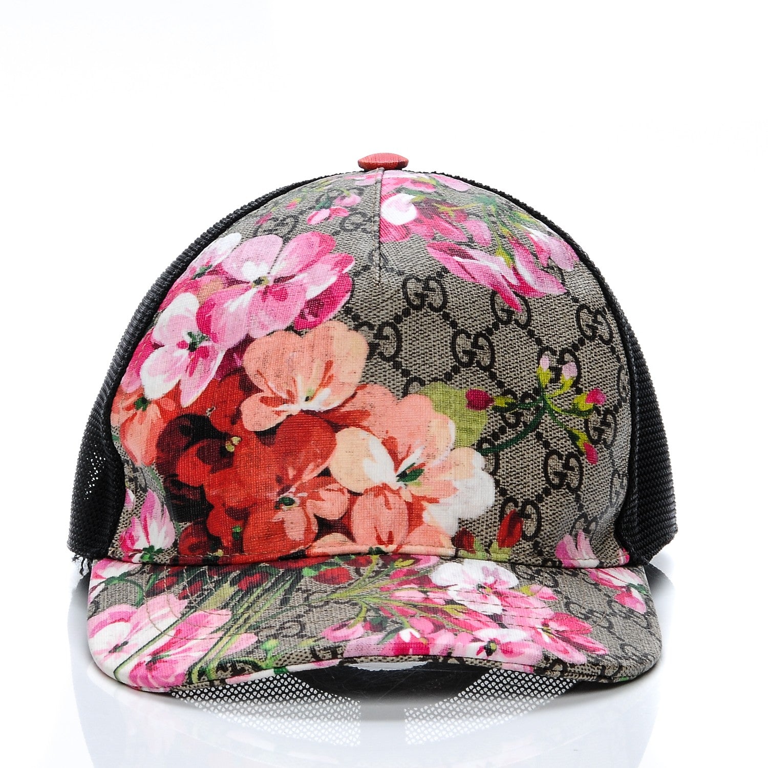 Gucci GG Supreme Monogram Blooms Baseball Hat M Beige Multicolor