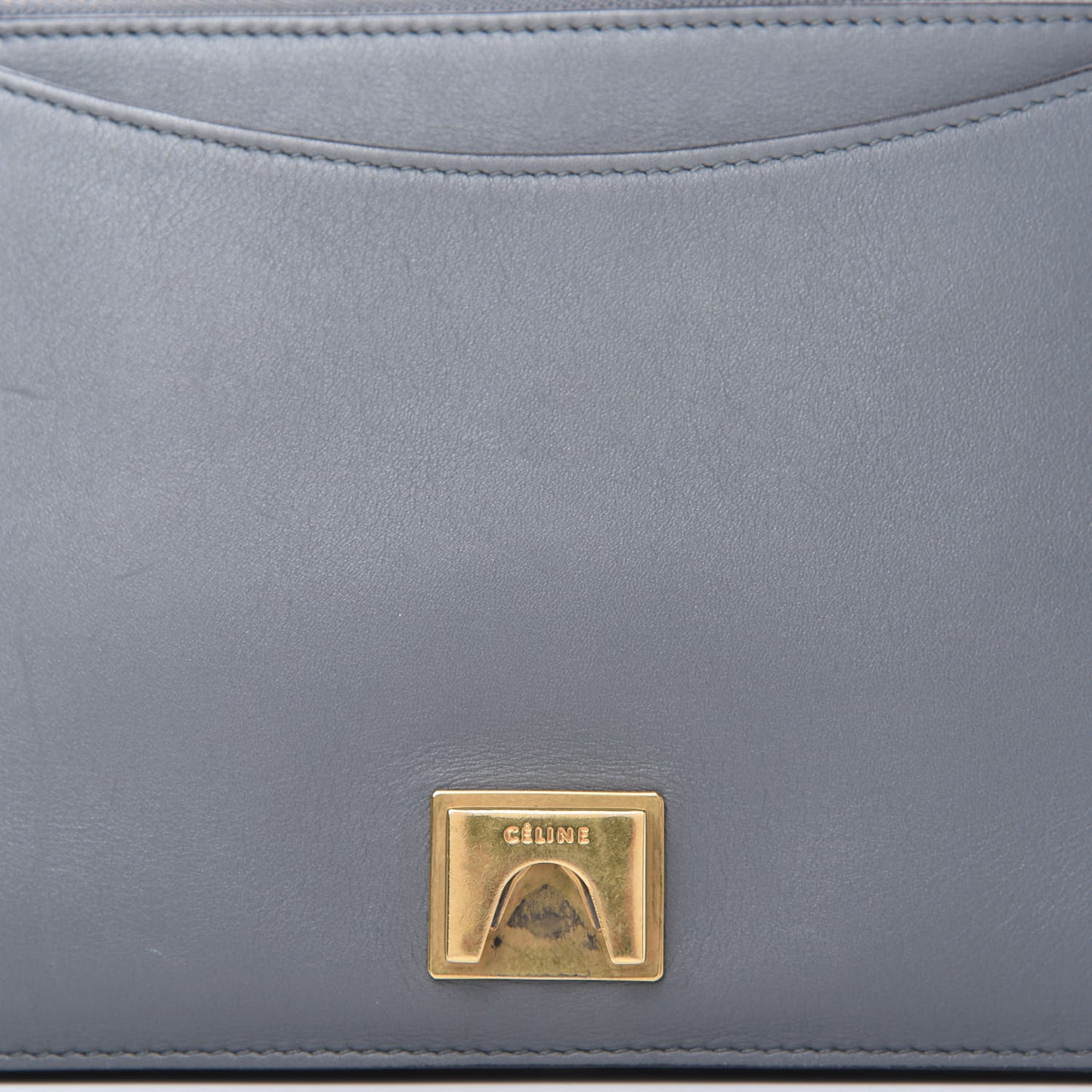 Shiny Smooth Calfskin Medium Frame Shoulder Bag Grey Storm