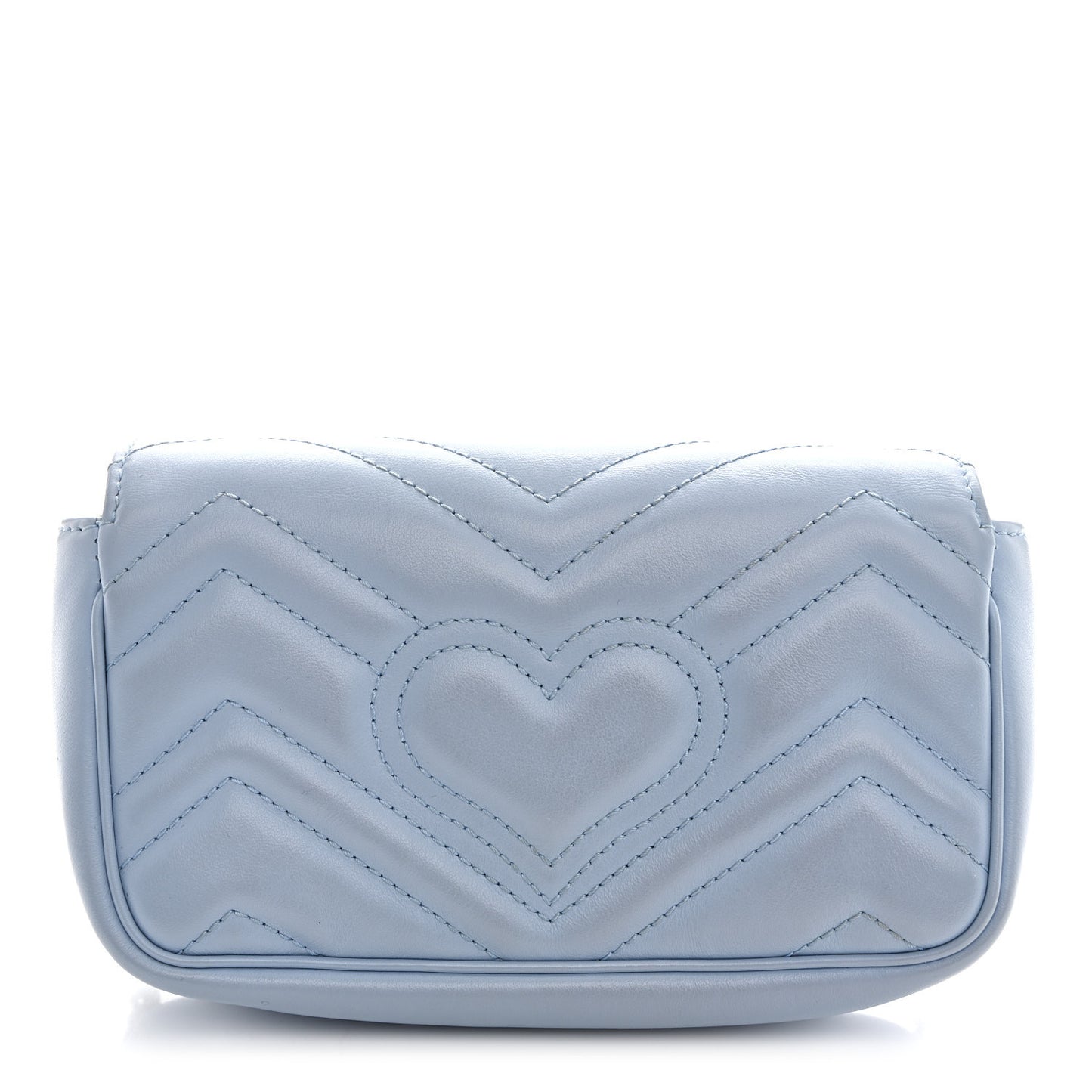 Calfskin Matelasse Super Mini GG Marmont Shoulder Bag Porcelain Light Blue