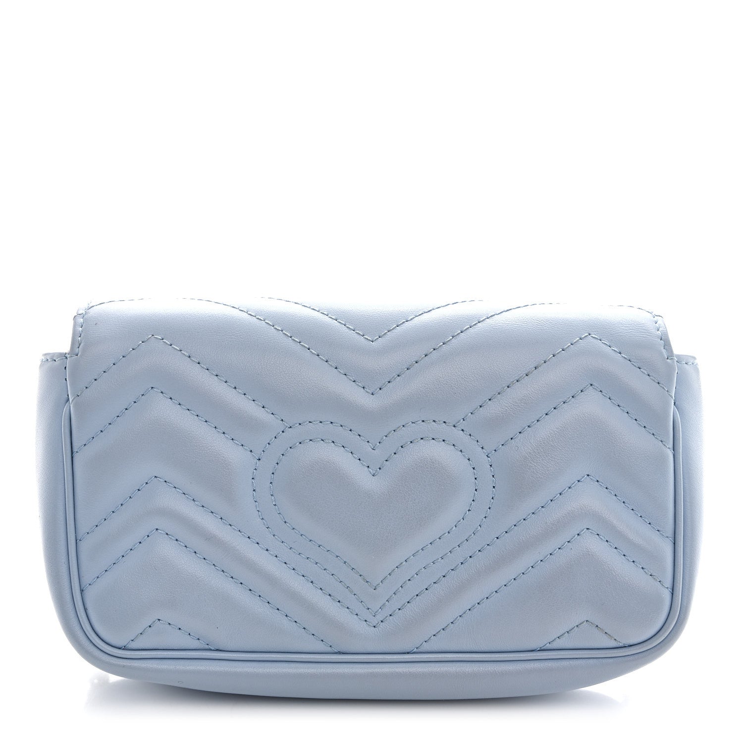 Gucci Calfskin Matelasse Super Mini GG Marmont Shoulder Bag Porcelain Light Blue 12 of 12