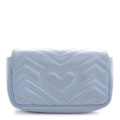 Gucci Calfskin Matelasse Super Mini GG Marmont Shoulder Bag Porcelain Light Blue 12 of 12