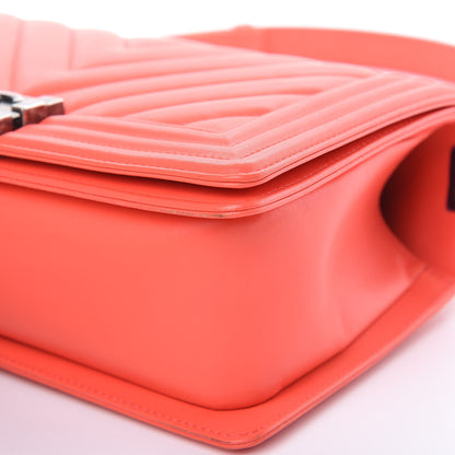 Chanel Calfskin Chevron Quilted Medium Boy Flap Coral 9 of 9