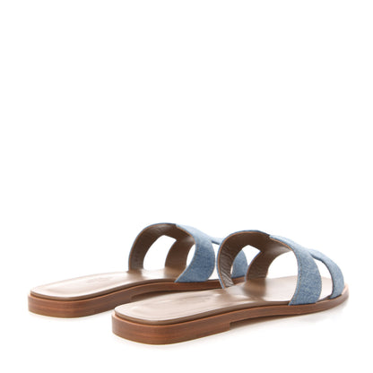 Hermes Denim Canvas Oran Sandals 39 Bleu Clair 4 of 9