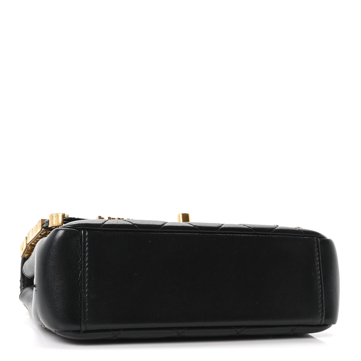 Lambskin Enamel Strass Quilted Mini Paris Monaco Flap Black