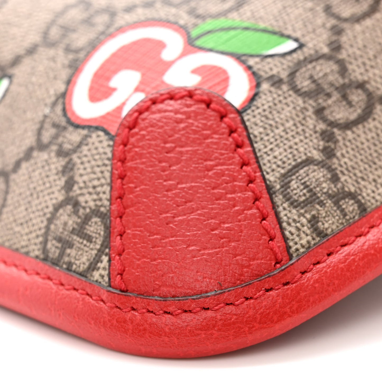 GG Supreme Monogram Apple Interlocking G Belt Bag Beige Multicolor Lobster Red