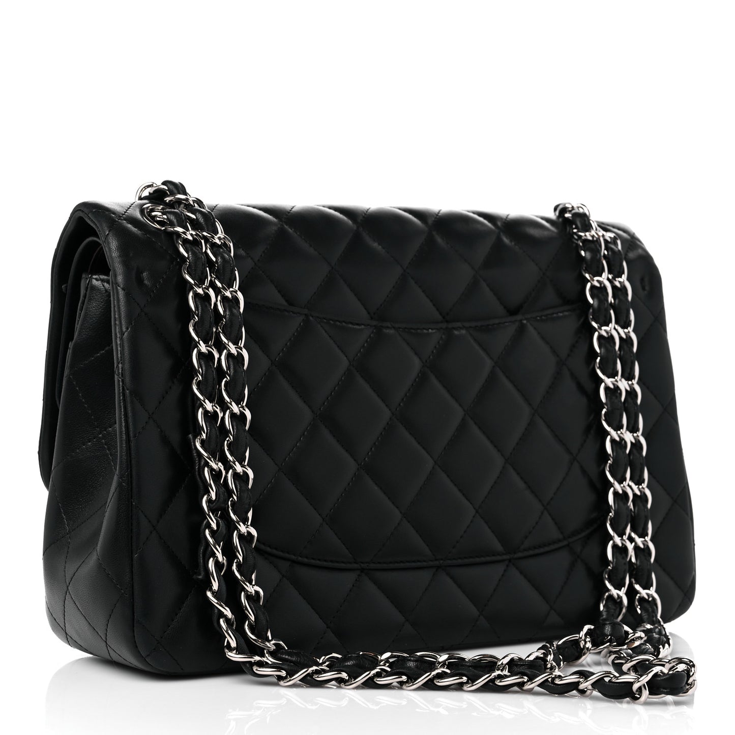 Lambskin Quilted Jumbo Double Flap Black
